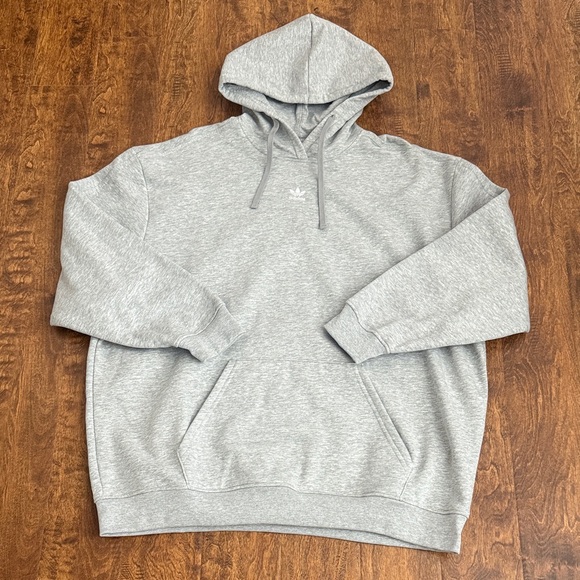 adidas Tops - Adidas Light Gray Pullover Hoodie with Trefoil Logo Size M